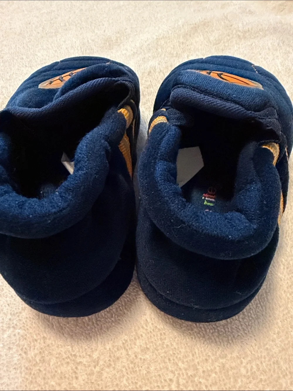 Stride Rite Navy and Orange Basketball Slippers for Kids